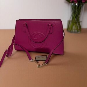 Gucci Pink Leather Top-Handle and Crossbody Tote
